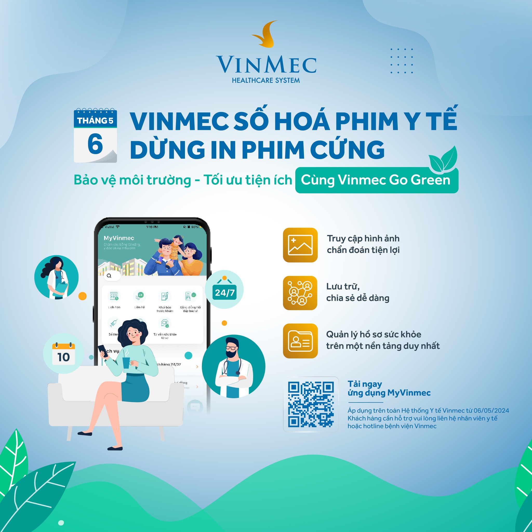 Hệ thống Y tế Vinmec số hóa phim y tế, dừng in phim cứng để bảo vệ môi trường